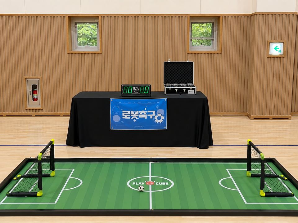 플레이큐브 미니 로봇축구 경기장 체험 부스