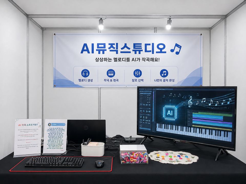 플레이큐브 AI 뮤직 스튜디오 체험 부스