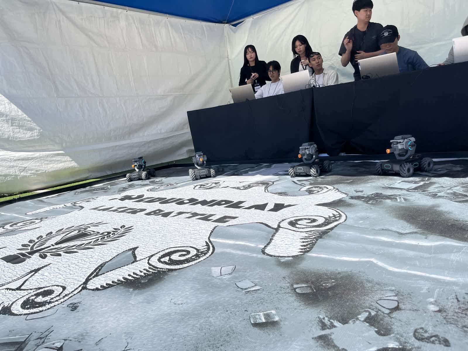 학교 진로체험에서 운영한 로보마스터 S1 로봇 배틀 체험부스